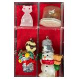 Collection of Miniature Owl Figurines, Thimbles, and Trinkets