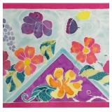 Framed Colorful Hand Dyed Floral Tapestry by LB