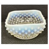 Vintage Hobnail Glass Square Opalescent Dish
