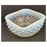 Vintage Hobnail Glass Square Opalescent Dish