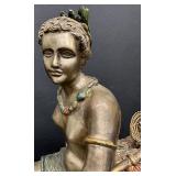 C. M. Russell Signed Bronze Sculpture Girl on Boat