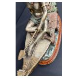 C. M. Russell Signed Bronze Sculpture Girl on Boat