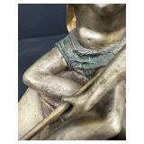 C. M. Russell Signed Bronze Sculpture Girl on Boat