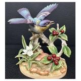 Andrea by Sadek Parula Warbler Porcelain Bird Figurine with Flowers and Berries