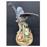 Andrea by Sadek Parula Warbler Porcelain Bird Figurine with Flowers and Berries