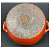 Danish Modern Copco Orange Enamel Cast Iron Dutch Oven with Lid