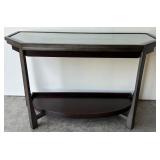 Contemporary Glass Top Console Table with Lower Shelf