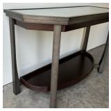 Contemporary Glass Top Console Table with Lower Shelf