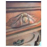 Antique Victorian Walnut Step Back Dresser with Ornate Carvings