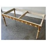 Ornate Vintage Rectangular Marble Top Table with Gilded Carved Wood Base
