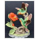 Bisque Porcelain Figurine of Ruby-Throated Hummingbirds with Hibiscus