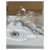 Table Lamp with White and Blue Damask Pattern Shade, New