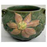 Vintage Roseville Pottery Clematis Green Jardiniere 667-4, Circa 1944