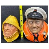 Pair of Bossons England Chalkware Characters-Coxswain & Fisherman Busts