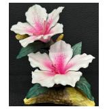 Porcelain Lily Flower Figurine with Tree Branch Base