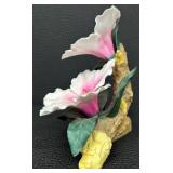 Porcelain Lily Flower Figurine with Tree Branch Base