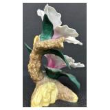 Porcelain Lily Flower Figurine with Tree Branch Base