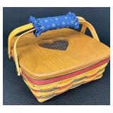 Longaberger Handwoven 1998 All American Collection Pie Basket with Heart Lid, Liner and Padded Handle