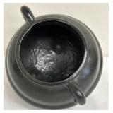 Roseville Black Pottery Cauldron Planter with Handles and Tripod Legs