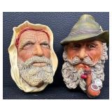 Pair of Vintage Bossons Chalkware Wall Head Plaques