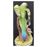 Andrea by Sadek Parakeet Porcelain Figurine with Flowers