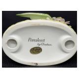 Andrea by Sadek Parakeet Porcelain Figurine with Flowers