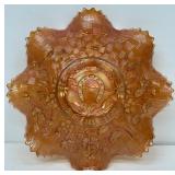 Fenton Blue Hobnail Vase and Iridescent Good Luck Carnival Glass Bowl Set