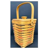 Longaberger Handwoven Peg Basket with Lid and Handle