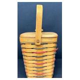 Longaberger Handwoven Peg Basket with Lid and Handle