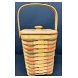 Longaberger Handwoven Peg Basket with Lid and Handle