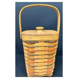 Longaberger Handwoven Peg Basket with Lid and Handle
