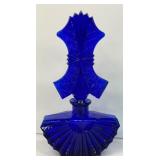 Set of 2 Vintage Art Deco Style Blue Glass Perfume Bottles