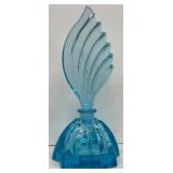 Set of 2 Vintage Art Deco Style Blue Glass Perfume Bottles