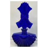 Set of 2 Vintage Art Deco Style Blue Glass Perfume Bottles