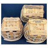 Longaberger Miniature Collectors Basket Collection - Set of 3 and 1 Small Basket
