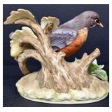 Andrea by Sadek Robin Porcelain Figurine with Flowers