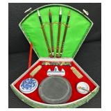 Origami Deluxe Gift Set, Chinese Calligraphy Brush Set in Case, and 2 Bangles