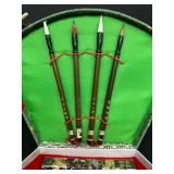 Origami Deluxe Gift Set, Chinese Calligraphy Brush Set in Case, and 2 Bangles