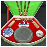 Origami Deluxe Gift Set, Chinese Calligraphy Brush Set in Case, and 2 Bangles