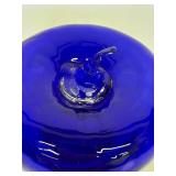 Vintage Blenko Handmade Cobalt Blue Crackle Glass Apple