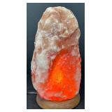 Himalayan Crystal Salt Lamp with Hardwood Base, New