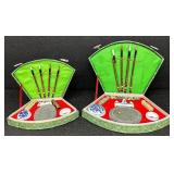 Pair of Chinese Calligraphy Brush and Ink Sets in Decorative Cases