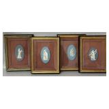 Set of 4 Framed Wedgwood Style Jasperware Plaques