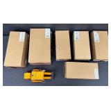 Set of 7 Vintage Style Wind-Up Tin Robots with Boxes - For Parts or Repair