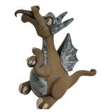 Handcrafted Clay Dragon Figurine 1998, 7.75 Inches Tall