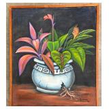 Armando Rivero Signed Canvas Painting 1995 Framed 35 x 30 Inch Wall Art