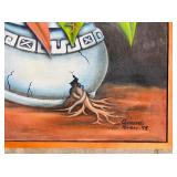 Armando Rivero Signed Canvas Painting 1995 Framed 35 x 30 Inch Wall Art