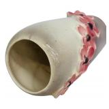 Vintage Ceramic Vase with Pink Floral Relief Design