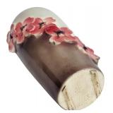Vintage Ceramic Vase with Pink Floral Relief Design