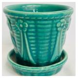 Set of Vintage Green McCoy Planters and Bowls